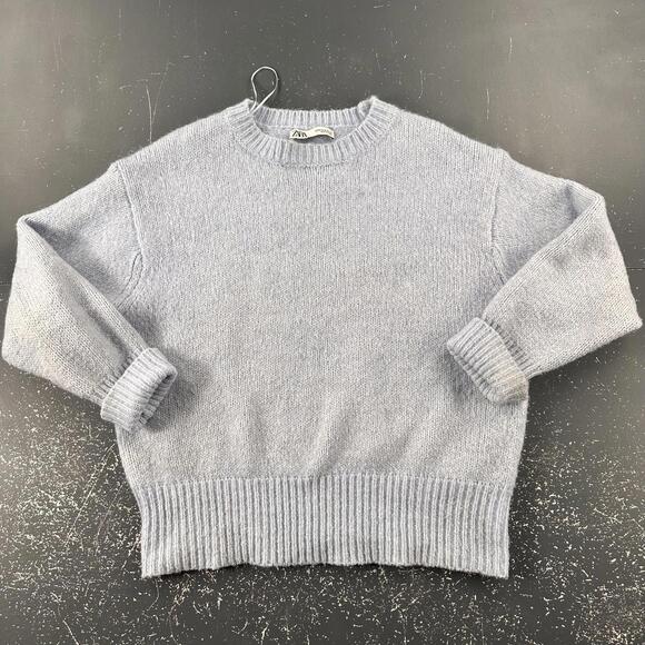 Zara Sweaters - Zara Sweater Medium Baby Blue Chunky Oversized Wool Alpaca Preppy Lush Cozy Soft